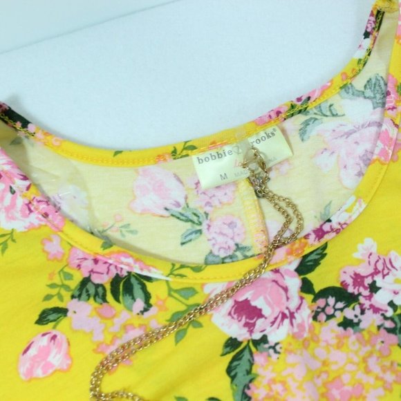 Bobbie Brooks Womens Yellow Flower Printed Bell Sleeve Pullover Tunic Top Size M - Picture 4 of 7